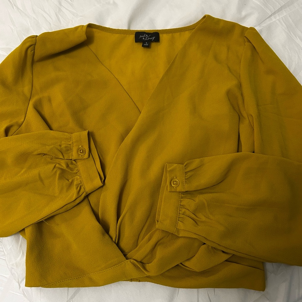 Mustard Yellow Wrap Top